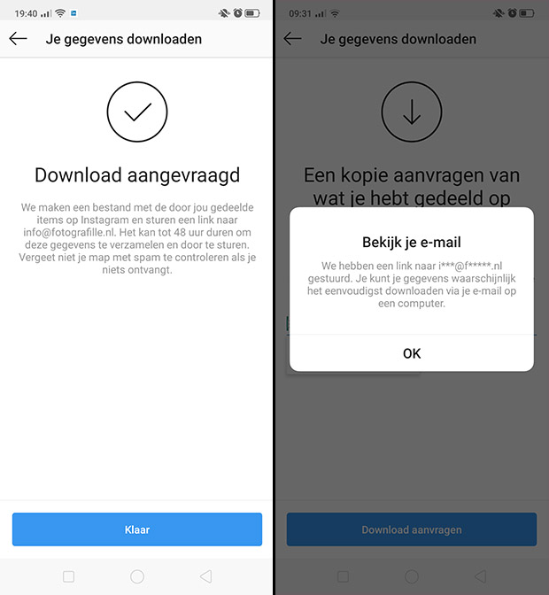 back-up maken instagram foto's