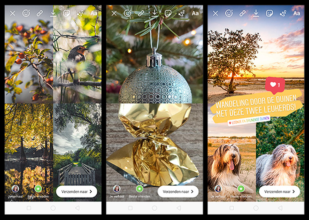 layout opties in instagram stories
