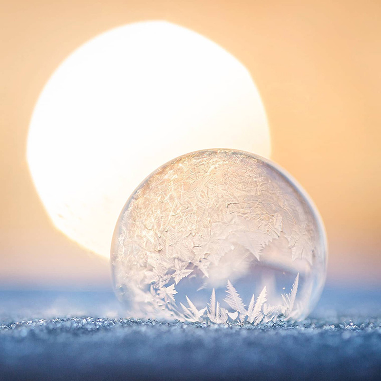 bevroren zeepbel fotograferen