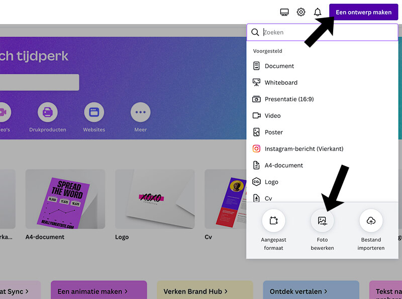 Foto bewerken in Canva