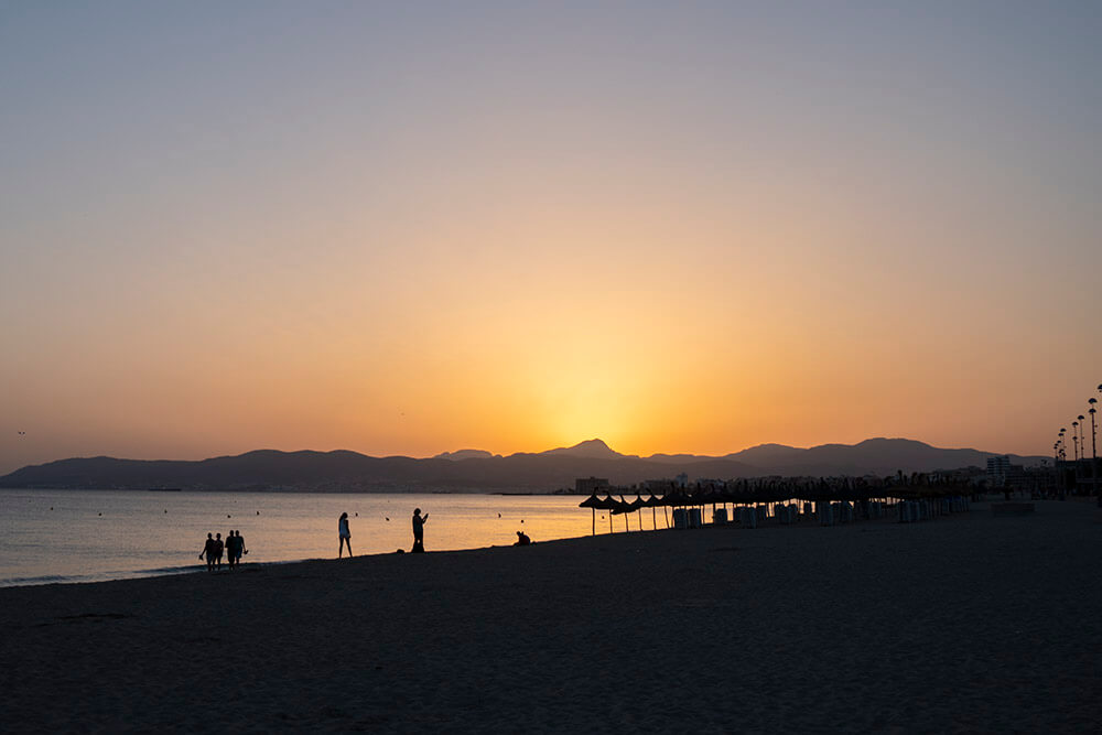 Zonsondergang in Palma de Mallorca Stad