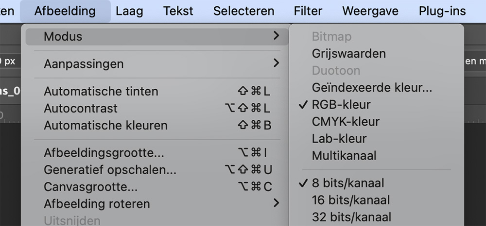 RGB foto omzetten naar CMYK in Photoshop